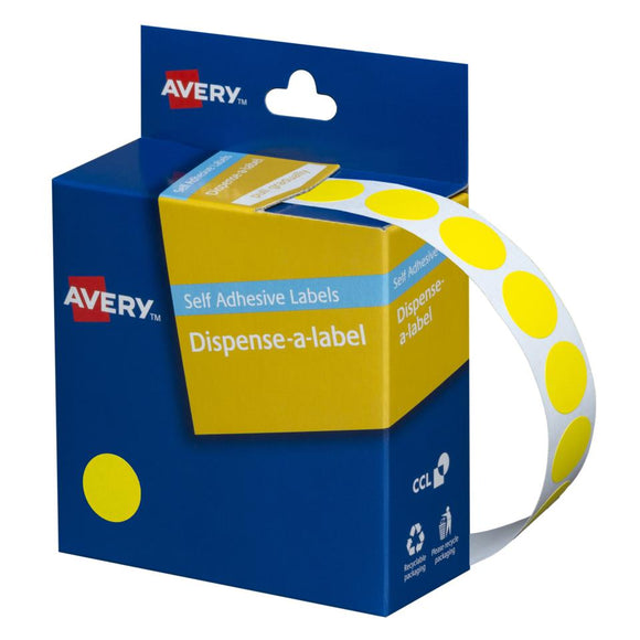 Avery Yellow Dispenser Dot Stickers 14 mm diameter 1050 Labels