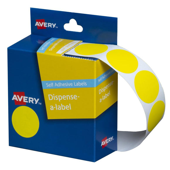 Avery Yellow Dispenser Dot Stickers 24 mm diameter 500 Labels (937247)
