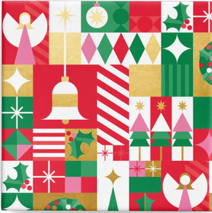 Joyous Geo Xmas Gloss Wrap Red, Green, Pink, Gold