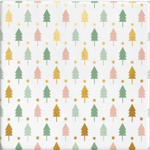 Xmas Trees Gloss Wrap Sage, Apricot & Gold