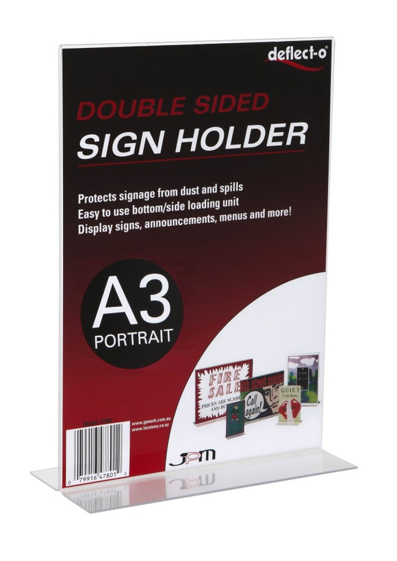 Deflecto Sign/Menu Holder Double Sided Portrait A3 Clear
