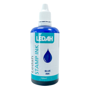 Ledah Stamp Ink 100ml Blue Bottle