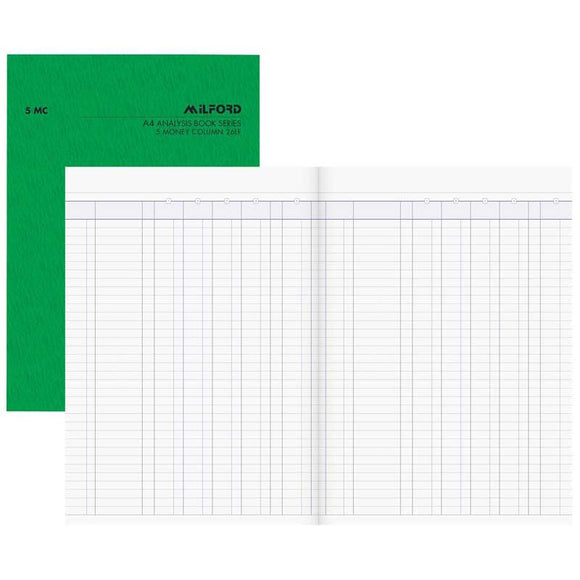 Milford A4 5 Money Column 26 Leaf Limp Analysis Book