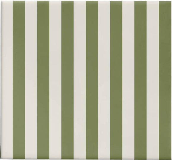 Two Colour Stripe in Matte Earth Green/Warm Grey