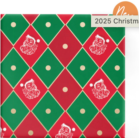 Harlequin Santa Green Red on Gloss