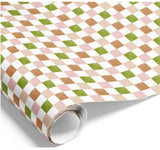 Mosaic squares olive beige pink on mate