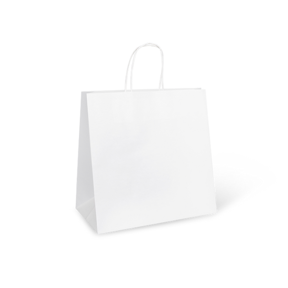 Midi White Twist Handle Paper Bags  310H x 420W   /  250