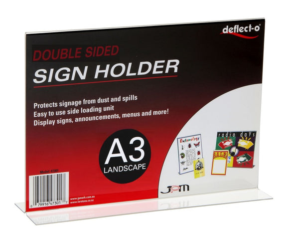 Deflecto Sign/Menu Holder Double Sided Landscape A3 Clear