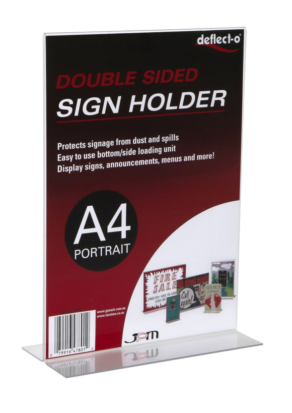 Deflecto Sign/Menu Holder Double Sided Portrait A4 Clear