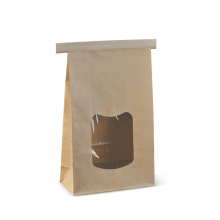 Large Tin Tie Paper Bag Brown Window 155w x 70d x 242h / 400