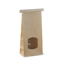 Medium Tin Tie Paper Bag Brown Window 115w x 72d x 246h  /  400