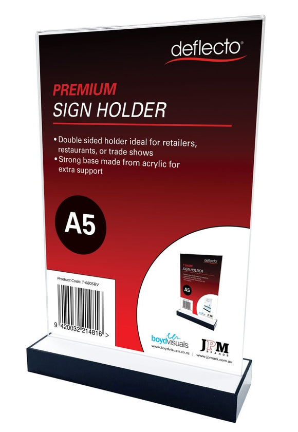 Deflecto Premium Sign/Menu Holder Double Sided Acrylic Base A5