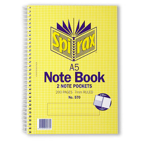 Spirax 570 Spiral Notebook With Pocket A5 200 Pages