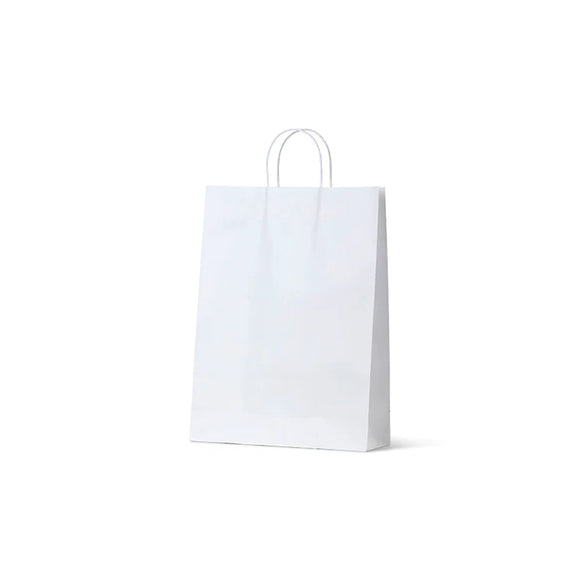 White Kraft Midi Twist Handle Paper Bags  /  420 H  x  310 W  /  250