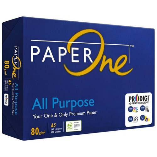 A5 PaperOne 80gsm White All Purpose Copy Paper, BOX 10 Reams