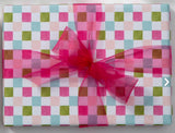 Mosaic squares green pink on matte