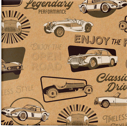 vintage car black & white on Kraft- Available end June