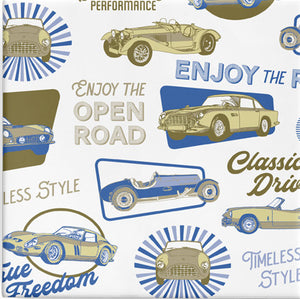 vintage car blue & olive on gloss
