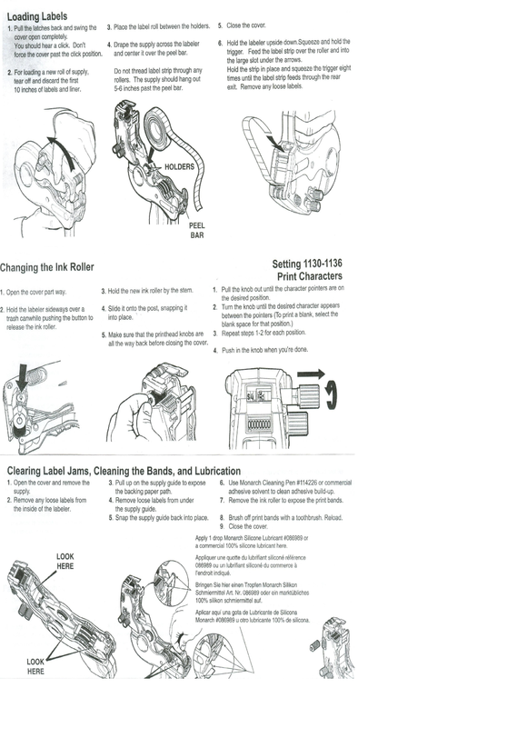 Monarch 1131 Loading instructions