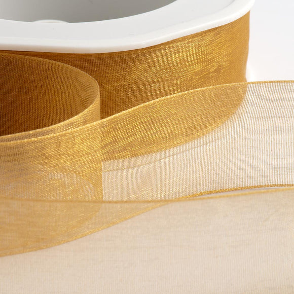 Cut Edge Organza 25mm X 50mtrs Gold