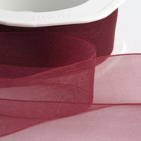 Cut Edge Organza 50mm X 50mtrs Burgundy