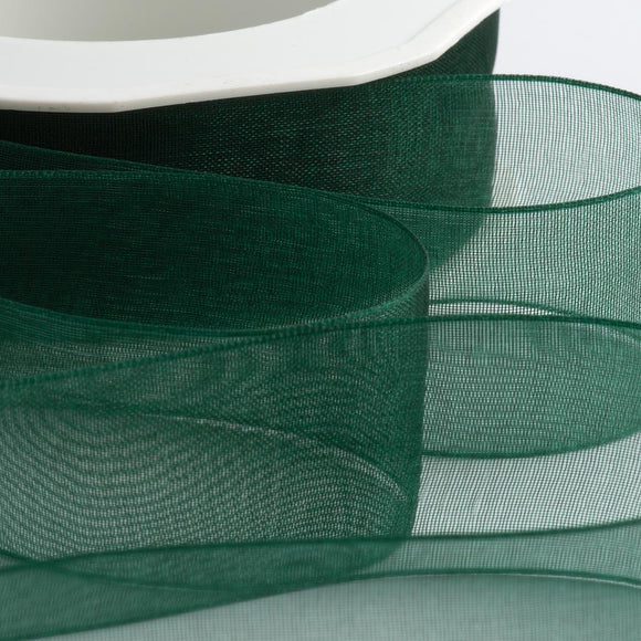 Cut Edge Organza 25mm X 50mtrs Hunter Green