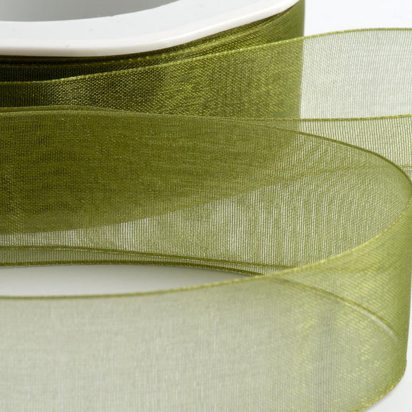 Cut Edge Organza 25mm X 50mtrs Avocado