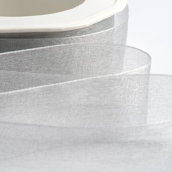 Cut Edge Organza 25mm X 50mtrs Silver