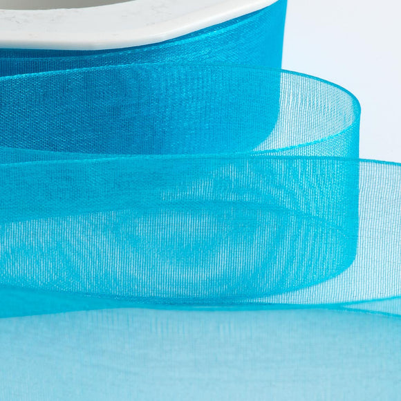 Cut Edge Organza 25mm X 50mtrs Aqua