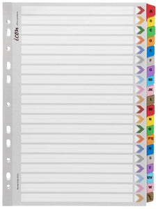 Cardboard Indices with Reinforced Tabs A4 A-Z Coloured