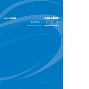 Collins Tax Invoice A5/50DLh Duplicate No Carbon Required