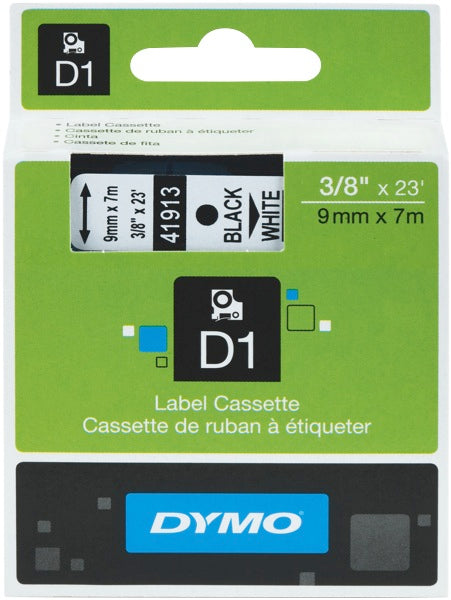 Dymo D1 Label Printer Tape 9mm x 7m Black On White