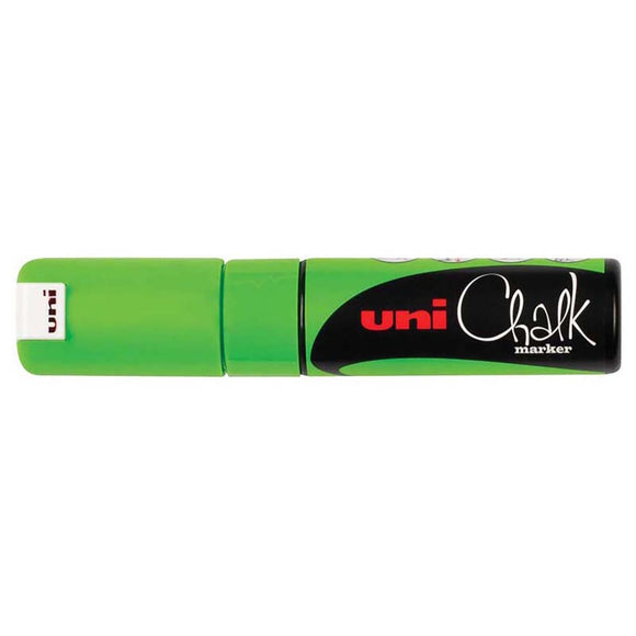 Uni Chalk Marker 8.0mm Chisel Tip Fluoro Green PWE-8K